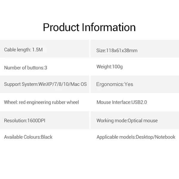 Lenovo M220L nagy pontosságú 1000 DPI vezetékes egér laptophoz, számítógéphez