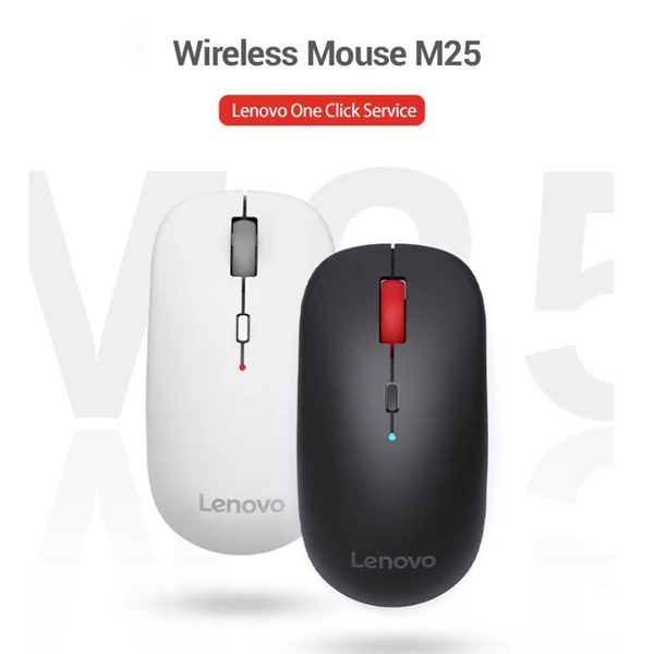 Lenovo M25 Ergonomikus vezeték nélküli egér 2.4G csatlakozással Win10 és MacOS rendszerhez - Fekete