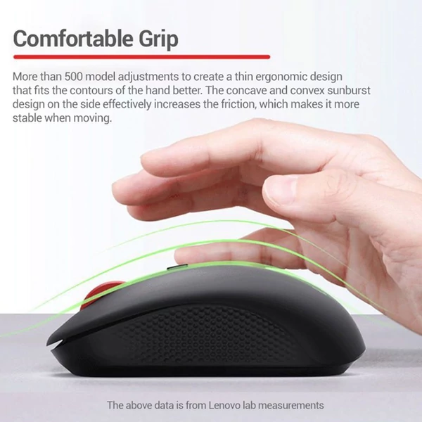 Lenovo M25 Ergonomikus vezeték nélküli egér 2.4G csatlakozással Win10 és MacOS rendszerhez - Fekete