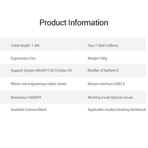 Lenovo M120PRO nagy pontosságú 1600DPI vezetékes egér