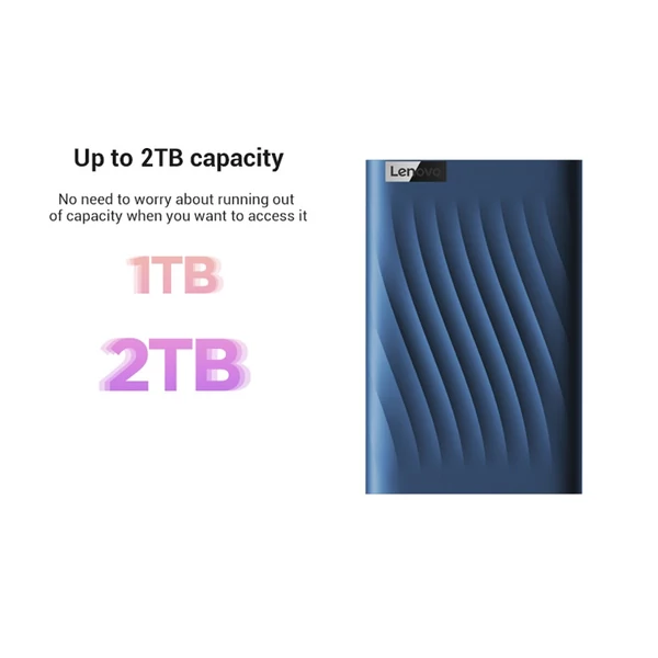 Lenovo F309 Lite hordozható merevlemez SSD – ultragyors, nagy kapacitású mobil tárolási megoldás - Fekete, 2TB