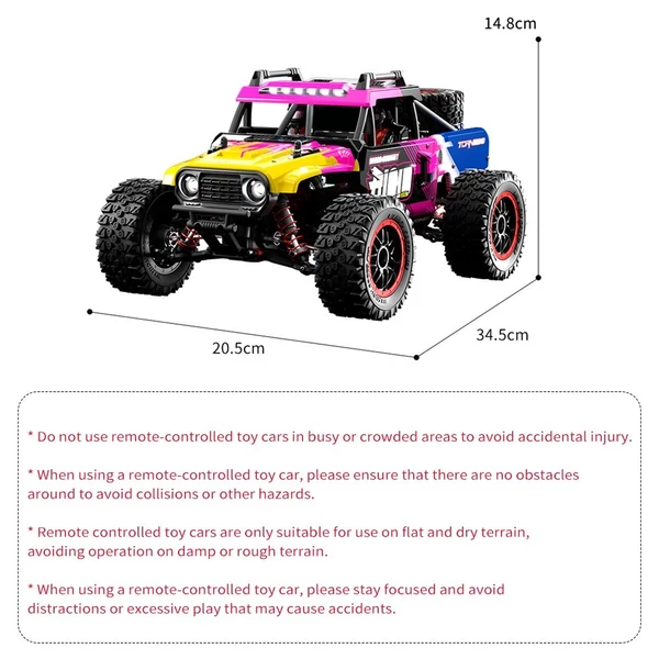 2,4 GHz-es 70 km/h 4WD távirányítós terepjáró autó - 3 akkumulátor