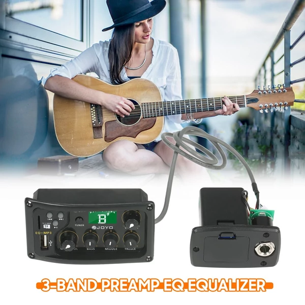 JOYO EQ-MP3 3 sávos EQ hangszínszabályzó rendszer, akusztikus gitár előerősítő