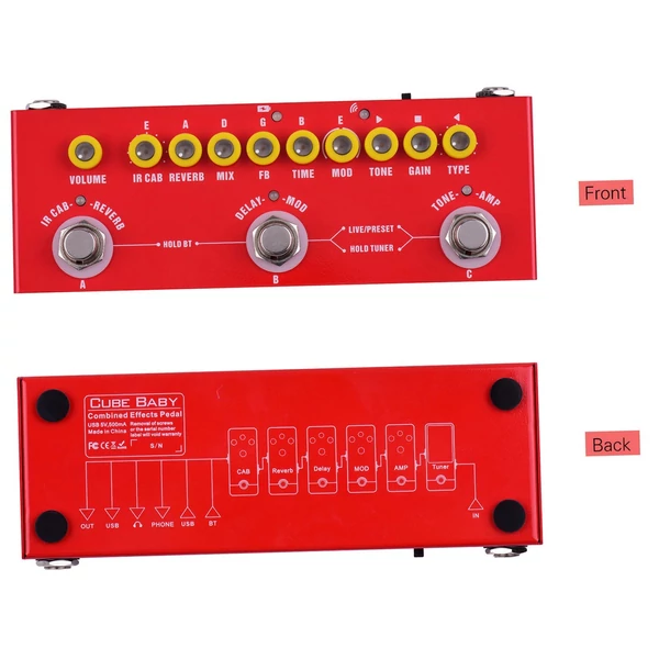 Muslady CUBE BABY hordozható, többfunkciós elektromos gitár, kombinált effektpedál