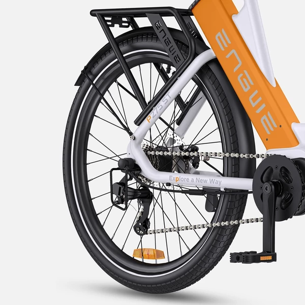 ENGWE P275 ST 27,5 hüvelykes gumi, hosszú távú városi kerékpár, 250 W-os középhajtású motor - Fehér és narancs