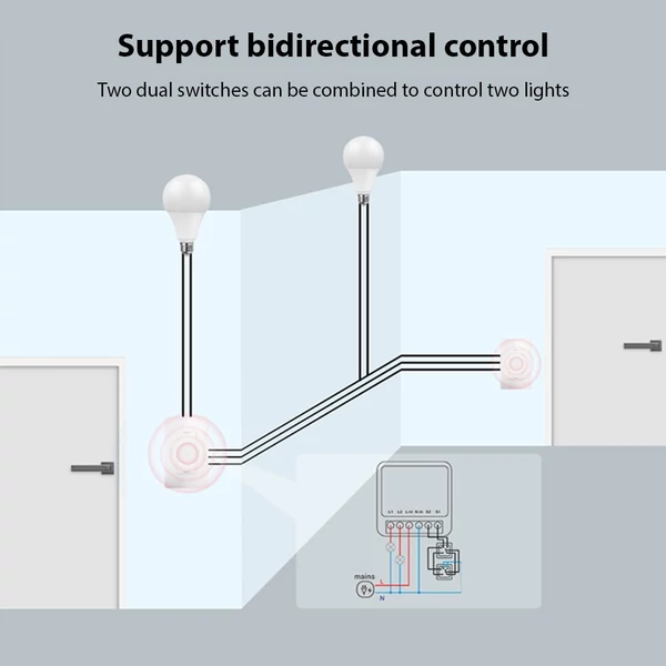 2-utas, Tuya APP WiFi kapcsoló relémodul, 16A vezeték nélküli be-/kikapcsoló eszköz - 4 db