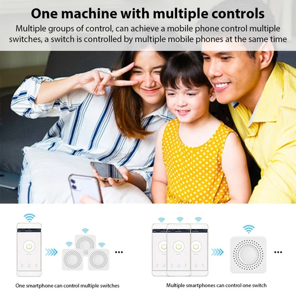 2-utas, Tuya APP WiFi kapcsoló relémodul, 16A vezeték nélküli be-/kikapcsoló eszköz - 4 db