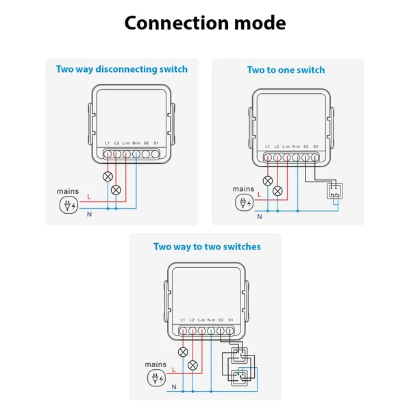 2-utas, Tuya APP WiFi kapcsoló relémodul, 16A vezeték nélküli be-/kikapcsoló eszköz - 1 db