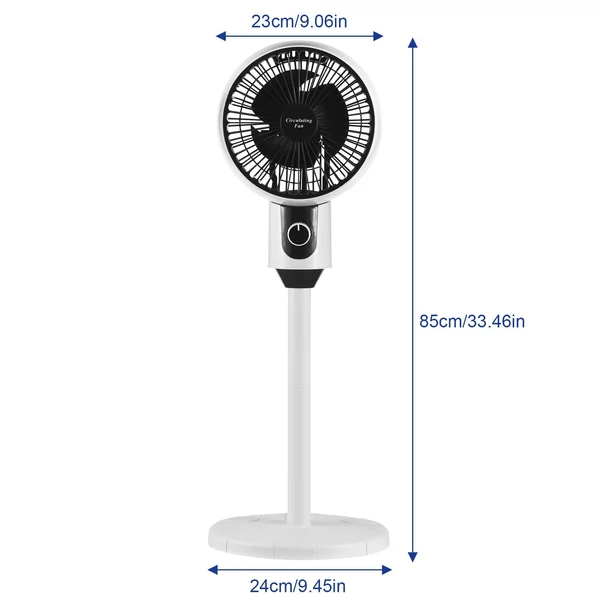 90 fokos oszcilláló talapzatú, álló padlóventilátor, nagy sebességű, 3 sebességes, csendes - Fehér és fekete