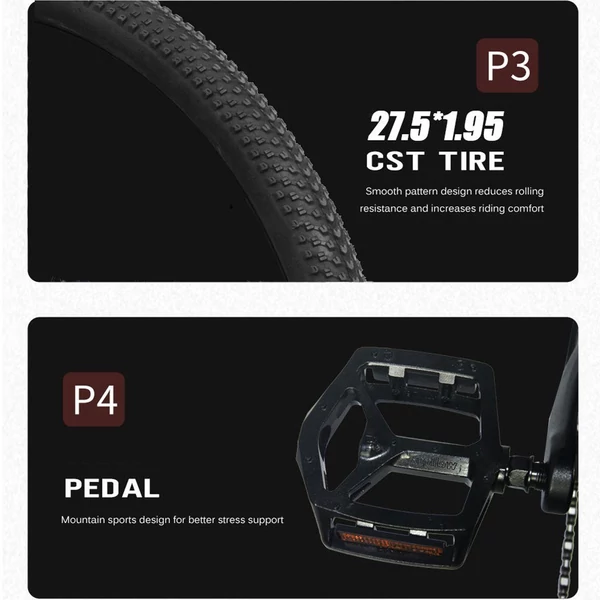 RANDRIDE Y90BL elektromos kerékpár 27,5 hüvelykes gumiabronccsal, 500 W-os motor - Fekete