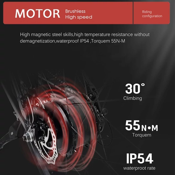 RANDRIDE Y90BL elektromos kerékpár 27,5 hüvelykes gumiabronccsal, 500 W-os motor - Fekete