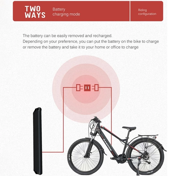 RANDRIDE Y90BL elektromos kerékpár 27,5 hüvelykes gumiabronccsal, 500 W-os motor - Fekete