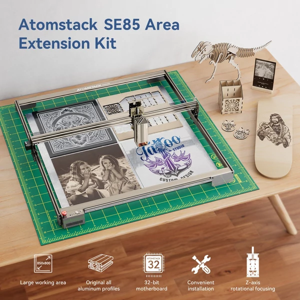 ATOMSTACK SE85 lézergravírozó bővítőkeret, terület akár 850x800 mm