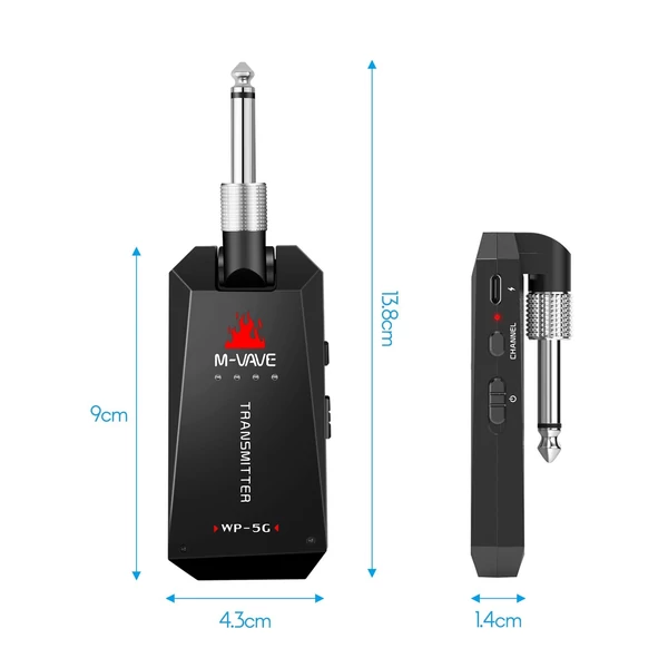 M-VAVE WP-5G vezeték nélküli 5.8G gitárrendszer újratölthető audio adó és vevő