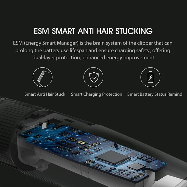 Enchen Sharp3S hajvágó, USB gyorstöltő elektromos vágógép - Fekete