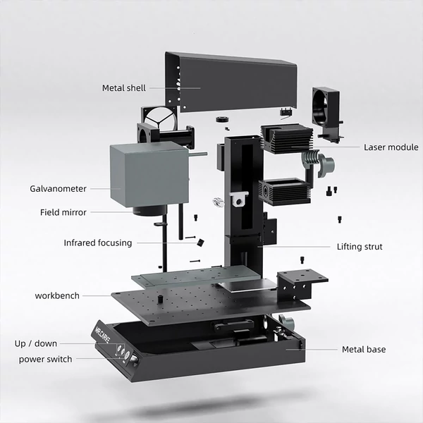 MR. CARVE M1 Pro lézergravírozó, asztali jelölés, gravírozás RT5 forgóhengerrel és RF2 gyűrűs rögzítővel