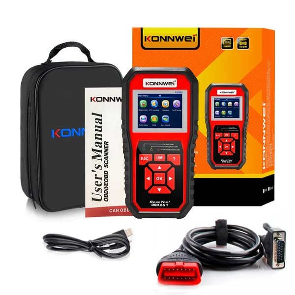 KONNWEI KW850 OBDII szkenner automatikus kódolvasó diagnosztikai ellenőrzése - Piros