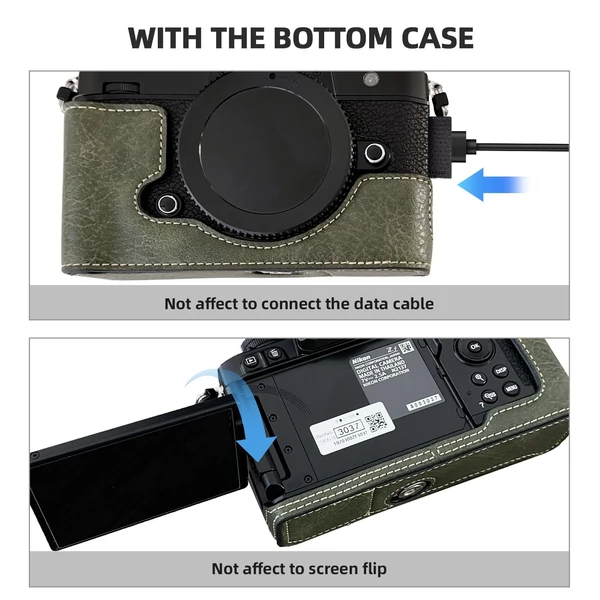 Hordozható retro stílusú fényképezőgép védőtok, hordtáska, csere Nikon Zf/Z f fényképezőgéphez - Zöld