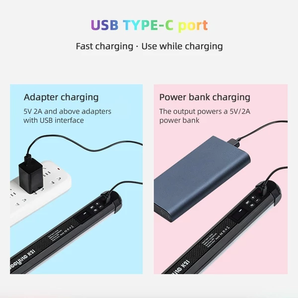 Weeylite K21 hordozható RGB fénykar, LED-csöves fénypálca, 8 W-os fényképező lámpa
