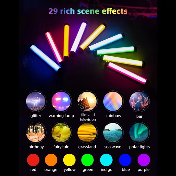Weeylite K21 hordozható RGB fénykar, LED-csöves fénypálca, 8 W-os fényképező lámpa