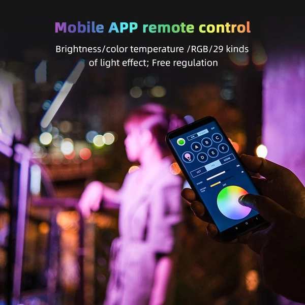Weeylite K21 hordozható RGB fénykar, LED-csöves fénypálca, 8 W-os fényképező lámpa