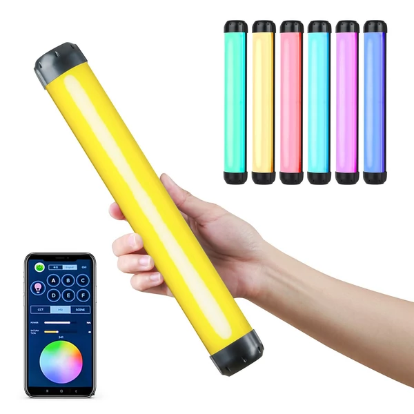 Weeylite K21 hordozható RGB fénykar, LED-csöves fénypálca, 8 W-os fényképező lámpa