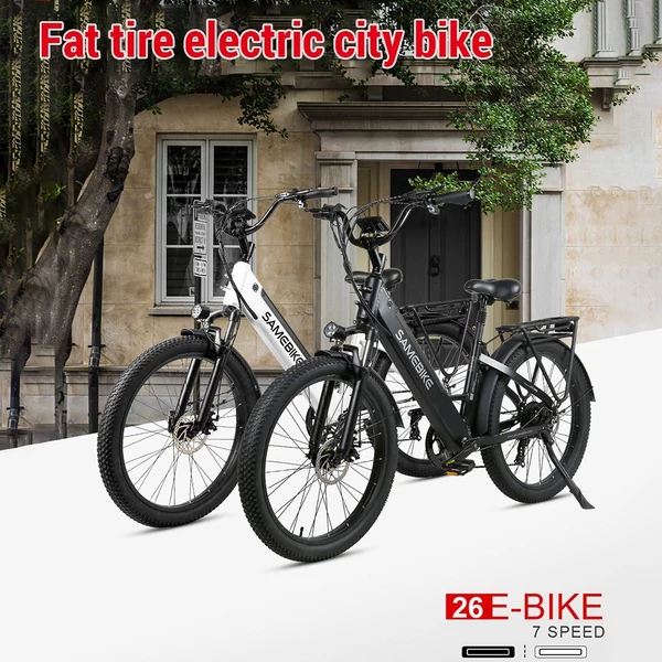 SAMEBIKE RS-A01 elektromos kerékpár, 26*3,0 hüvelykes, zsíros gumiabroncs, 500 W, 90-100 km-es hatótáv - Fehér