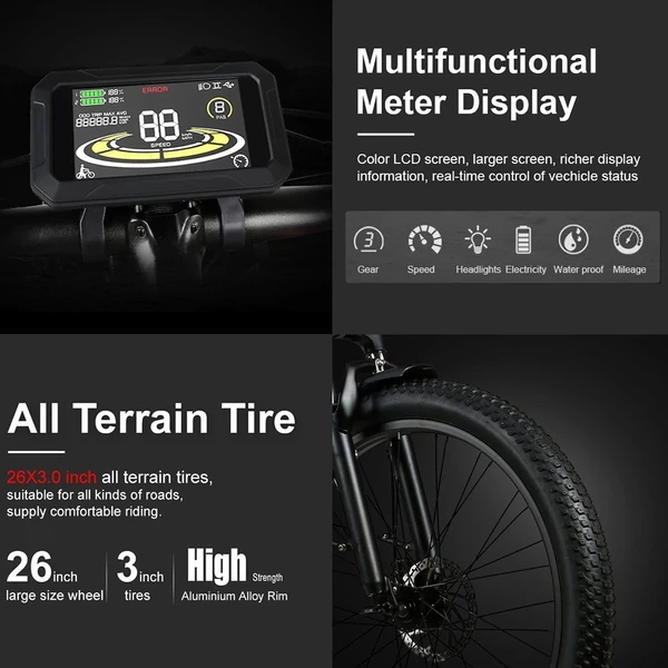 SAMEBIKE RS-A01 elektromos kerékpár, 26*3,0 hüvelykes, zsíros gumiabroncs, 500 W, 90-100 km-es hatótáv - Fehér