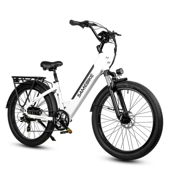 SAMEBIKE RS-A01 elektromos kerékpár, 26*3,0 hüvelykes, zsíros gumiabroncs, 500 W, 90-100 km-es hatótáv - Fehér