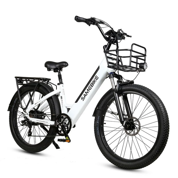SAMEBIKE RS-A01 elektromos kerékpár, 26*3,0 hüvelykes, zsíros gumiabroncs, 500 W, 90-100 km-es hatótáv - Fehér