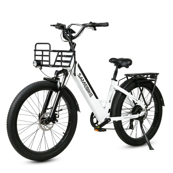 SAMEBIKE RS-A01 elektromos kerékpár, 26*3,0 hüvelykes, zsíros gumiabroncs, 500 W, 90-100 km-es hatótáv - Fehér