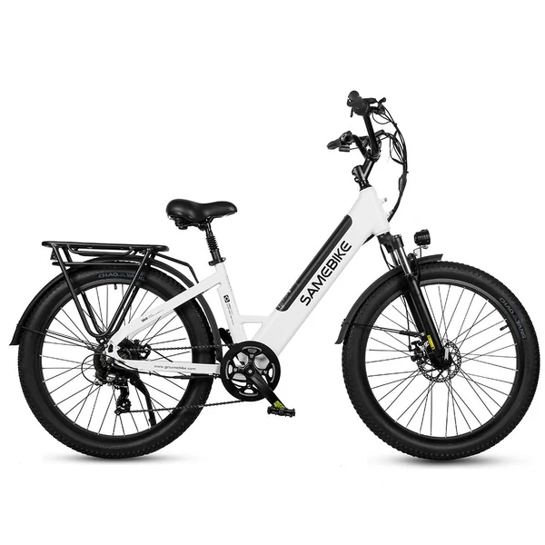 SAMEBIKE RS-A01 elektromos kerékpár, 26*3,0 hüvelykes, zsíros gumiabroncs, 500 W, 90-100 km-es hatótáv - Fehér