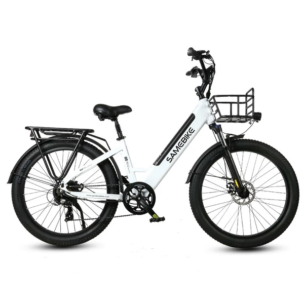 SAMEBIKE RS-A01 elektromos kerékpár, 26*3,0 hüvelykes, zsíros gumiabroncs, 500 W, 90-100 km-es hatótáv - Fehér
