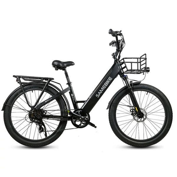 SAMEBIKE RS-A01 elektromos kerékpár, 26*3,0 hüvelykes, zsíros gumiabroncs, 500 W, 90-100 km-es hatótáv - Fekete