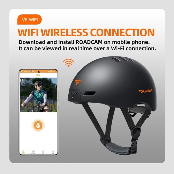 FOXWEAR V6 WiFi 1080P Audio, széles látószögű kamerasisak, IPX5 vízálló - Fehér