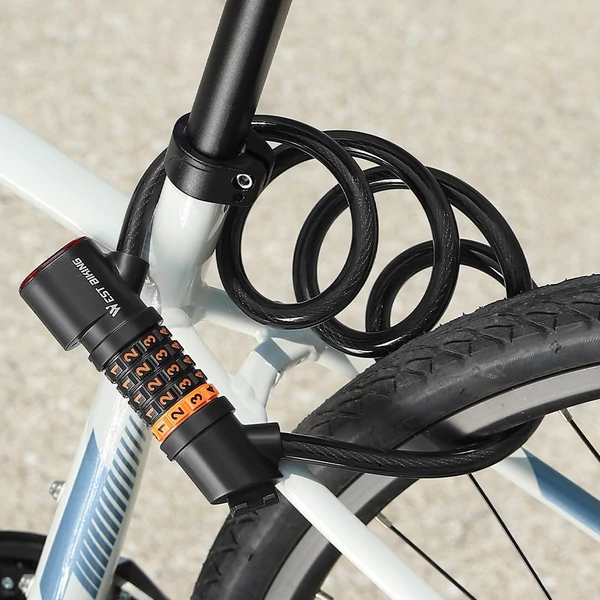 WEST BIKING Kerékpár biztonsági zár, rugalmassági zár, 5 számjegyű kombinált jelszó