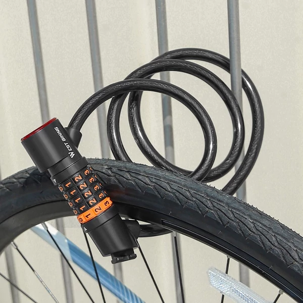WEST BIKING Kerékpár biztonsági zár, rugalmassági zár, 5 számjegyű kombinált jelszó