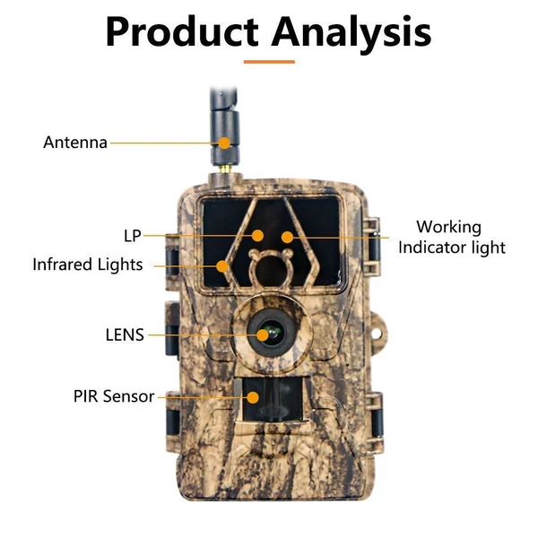 Trail Cam 8K videóval, 60 MP képekkel, éjszakai látással aktivált, vízálló – 4G EU-verzió SIM-kártyával és antennával