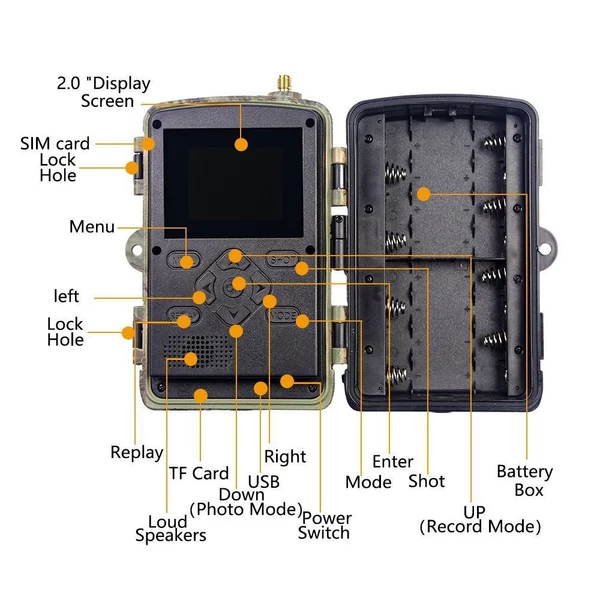 Trail Cam 8K videóval, 60 MP képekkel, éjszakai látással aktivált, vízálló – 4G EU-verzió SIM-kártyával és antennával