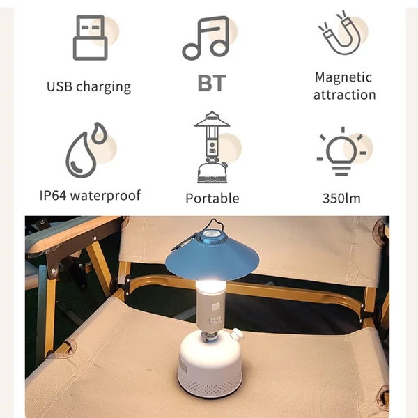 Többfunkciós kültéri kempingsátor lámpa, hordozható vízálló mágneses lámpa - Fehér