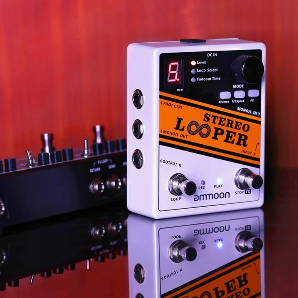 ammoon STEREO LOOPER hurokfelvétel Gitár effekt pedál, 10 független hurok