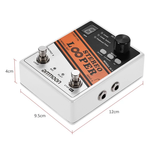 ammoon STEREO LOOPER hurokfelvétel Gitár effekt pedál, 10 független hurok