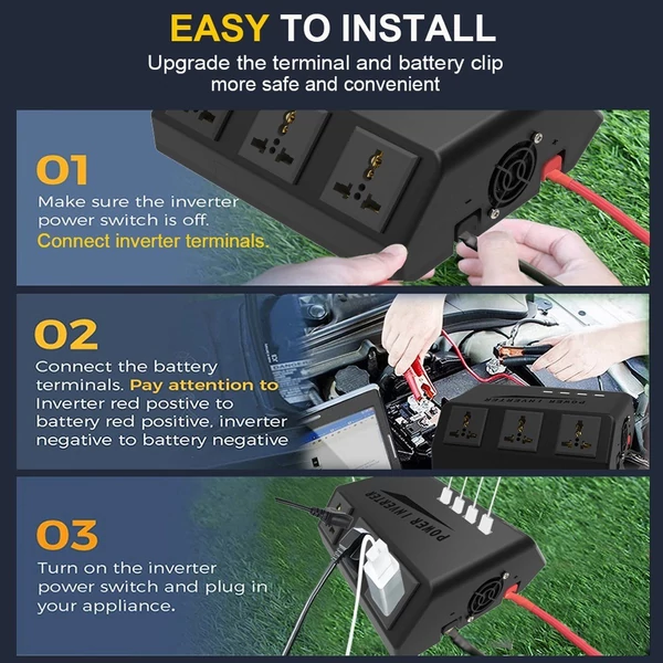 Tiszta szinuszhullámú hordozható inverter, autós inverter