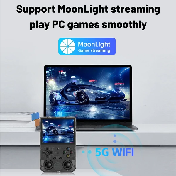 ANBERNIC RG353V retro kézi játékkonzol 3,5 hüvelykes IPS képernyővel és 5G WiFi támogatással - Fekete, 256GB