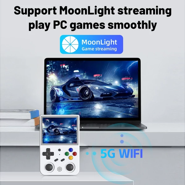 ANBERNIC RG353V retro kézi játékkonzol 3,5 hüvelykes IPS képernyővel és 5G WiFi támogatással - Fehér, 128GB