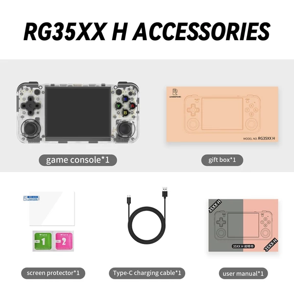 ANBERNIC RG35XX H Retro kézi játékkonzol - nagy teljesítmény - Fehér, 64GB