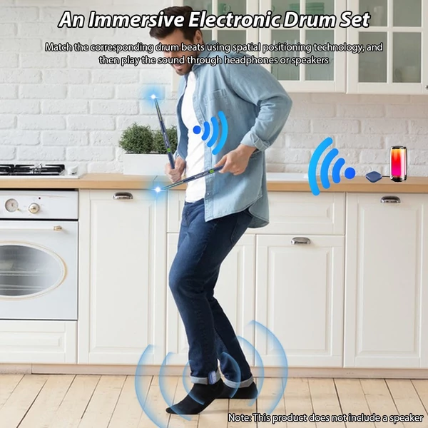 XHY-JZG02 hordozható légdobos botok, alacsony késleltetésű, Hi-Fi elektronikus dobolási élmény - Éjkék