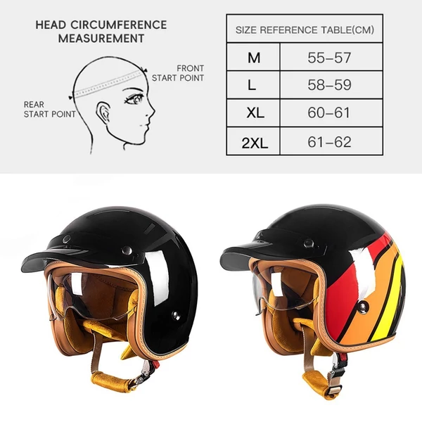 Motoros félsisak, nyitott arcú motoros sisak - Többszínű, XL méret