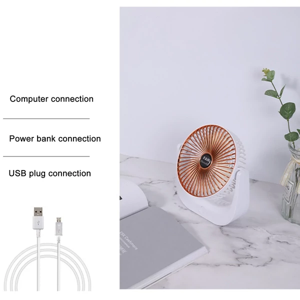 Hordozható mini asztali elektromos hűtőventilátor, 3 fokozatban állítható - Fehér és fekete