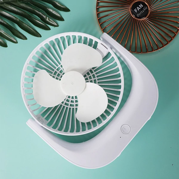 Hordozható mini asztali elektromos hűtőventilátor, 3 fokozatban állítható - Fehér és arany
